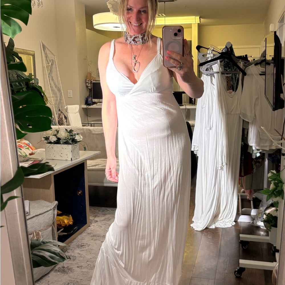 White Sequin Embellished Backless Maxi Gown